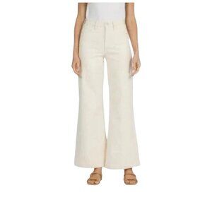 Dear John Beige Fiona Super High Rise Cuffed Raw Hem Flared Leg Jeans Size 28
